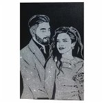 Tablou cu sclipici argintiu, pictat manual dupa poza ta, 50x70 cm, 2 persoane, DenisGift