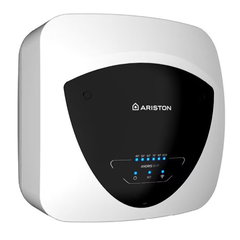 Ariston Boiler electric Ariston Andris Elite WiFi 30/5 EU, 30l, 1500W, butoane soft touch, control vocal, clasa energetica A, Montare deasupra chiuvetei, 447x447x410mm, Alb, Ariston
