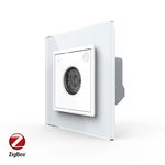 Senzor Control Sunet si Lumini Livolo cu Rama din Sticla, Protocol Zigbee (Alb)