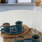 Set cești de cafea Safir Moka Coffee Presentation Set 8 Pieces for 2 People, Albastru, 30x17x30 cm, Keramika