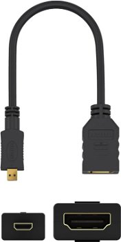 Cablu adaptor micro HDMI tata - HDMI mama 15cm v2.0 4K 60Hz 2160p GoPro Raspberry Pi Goobay 58683, Goobay