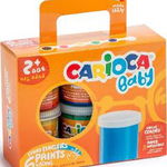 Tempera super lavabila Carioca Baby Finger Paint , pentru pictura cu mana, 6 culori x 80ml