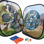 LeanToys Arcade Game 2in1 Dartboard Aruncă la țintă Pungi cu velcro Mingi Dinozauri, LeanToys