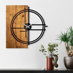 Ceas de perete decorativ din lemn Wooden Clock 38, Nuc deschis, 58x3x56 cm, Tanelorn