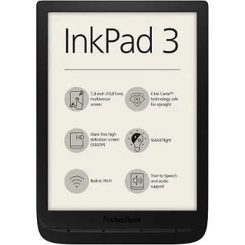 eBook Reader PocketBook InkPad 3, Ecran Capacitive touchscreen 7.8inch, 1Ghz, 8GB, Wi-Fi (Negru), PocketBook