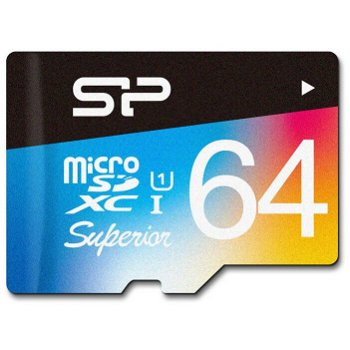 Card de memorie Silicon Power MicroSD 64GB Superior UHS-1 U3. UHS-3, cu adaptor