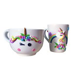 Set fimo (cana 300 ml, castron si 2 tacamuri) “Unicorn” (2), decorata manual, AHGL13216 - 23h Events