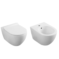 Set vas wc si bideu alb suspendat cu capac slim softclose Fluminia Minerva, 