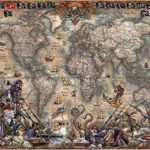 Puzzle Educa - Antique World Map, 2.000 piese (18008), Educa