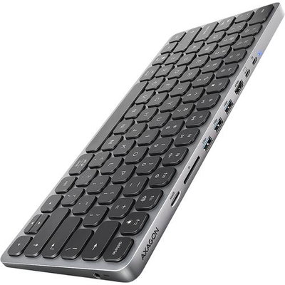 Tastatura AXAGON HMC-KB-US, HUB USB, SD/ microSD, HDMI, PD, layout US, Negru