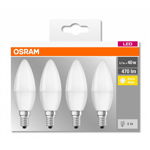 Set 4 becuri LED Osram B40 E14 5.7W 40W 470 lm mat lumina calda