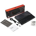 Tastatura gaming mecanica wireless ASUS ROG Falchion format 65% switch-uri Cherry MX Red panou tactil interactiv iluminare RGB Aura Sync Negru