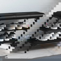 Banca de pantofi vidaXL, negru, 62x32x47 cm, lemn prelucrat, 7.8 Kg