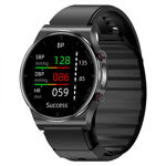 Smartwatch iSEN Watch P70 cu bratara neagra din TPU, Ecran HD 1.32inch, Tensiometru cu manseta gonflabila, EKG, HR, Temperatura, Oxigen SpO2 (Negru), iSEN