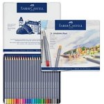 Creioane Colorate Aquarelle Faber-Castell, 24 culori, goldfaber cutie metal, Faber-Castell