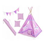 Set cort copii XXL Teepee, Cort, Covoras, 2 Perne, Ghirlanda si Geanta depozitare Tutumi TT34255