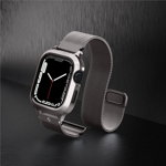 Husa si curea Spigen Metal Fit Pro compatibila cu Apple Watch 7/8 45mm Graphite, Spigen
