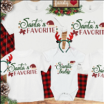 Set de tricouri personalizate Family mama, tata  si copii cu tematica de Craciun, Santa s favorite