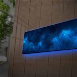 Tablou Canvas cu Led Galaxie fara Priza, Albastru, 90x30 cm, Ledda