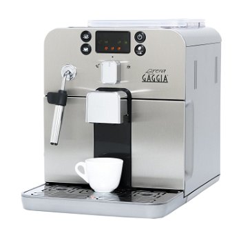 Espressor automat Gaggia Brera Silver, 15 bari, 1.2 l, 250g, display cu simboluri, steamer, cafea cadou