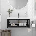 Cadru chiuvetă de baie pentru perete, negru, 79x38x31 cm, fier, Casa Practica
