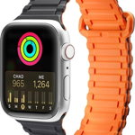 Dux Ducis Dux Ducis Strap (Armor Version) pasek Apple Watch Ultra, SE, 8, 7, 6, 5, 4, 3, 2, 1 (49, 45, 44, 42 mm) silikonowa magnetyczna opaska bransoleta czarno-pomarańczowy, Dux Ducis