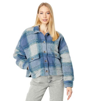 Imbracaminte Femei Saltwater Luxe Andi Long Sleeve Plaid Jacket Indigo, Saltwater Luxe