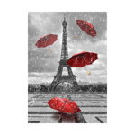 Puzzle Gold Puzzle - Eiffel Tower with Flying Umbrellas, 1.000 piese alb-negru (Gold-Puzzle-61383), Gold Puzzle