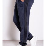 Pantaloni barbat din catifea navy cu 3 dungi