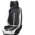 Set huse scaune auto, universale, piele ecologica negru cu alb, Sport Design fata-spate