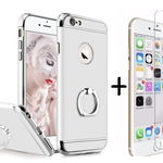 Pachet husa Elegance Luxury 3in1 Ring Silver pentru Apple iPhone 6 Plus / Apple iPhone 6S Plus cu folie de sticla gratis, MyStyle