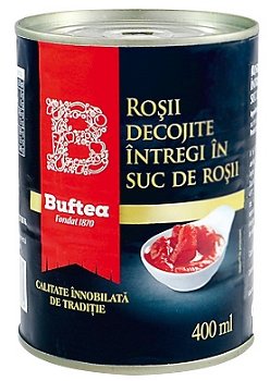 Rosii decojite intregi in suc de rosii, 400 ml, Buftea