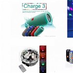 CADOUL PERFECT !!! Boxa portabila Charge 3 + Glob Disco multicolor, Mac Construct Line