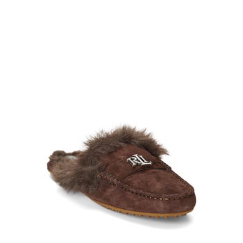 Incaltaminte Femei LAUREN Ralph Lauren Savanah Faux-Fur Trim Suede Mule Chestnut BrownChestnut Brown, LAUREN Ralph Lauren
