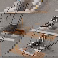 Raft 498HFT1111, stejar, lemn/metal, 70x16x60 cm