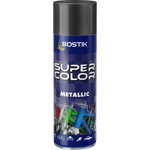 Vopsea spray universala efect metalic Bostik Super Color, gri, lucios, interior/exterior, 400 ml, Bostik