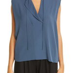 Imbracaminte Femei Vince Tie Neck Sleeveless Silk Blouse Peacock