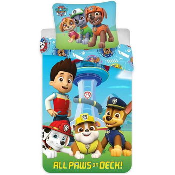 SunCity - Lenjerie 2 piese All Paws On Deck 60x40 cm, 135x100 cm Paw Patrol din Bumbac, Albastru, SunCity