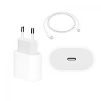 Set Incarcator Fast Charge 20W si Cablu de Date Fast Charge 1M Type-C-Lightning Compatibil cu Apple iPhone 11/12/13/14 Alb