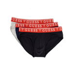 Guess, Set de chiloti cu banda logo in talie - 3 perechi, Negru, Gri deschis melange, Bleumarin, 2XL