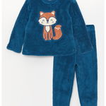 Pijama din material teddy cu aplicatie decorativa