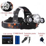 Lanterna frontala cu LED si acumulator, Zoom Cree 5W x 3, 1800 mAh, material ABS + Metal, raza actiune 400 m, Golden Market Shop