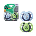 Suzeta Tommee Tippee Fun, design ortodontic simetric, fara BPA, include cutie de sterilizare, 0-6 luni, 2 buc albastru verde