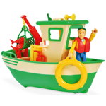 Barca Simba Fireman Sam Charlies Fishing Boat cu figurina, Simba
