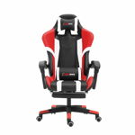 Herzberg HG-8083: Scaun de birou și gaming tricolor cu accent liniar roșu, Herzberg Home & Living