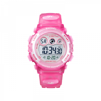Ceas de copii sport SKMEI 1451 waterproof 5ATM cu cronometrualarma data si iluminare ecra roz, Skmei