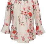 Bluza alba cu print floral si maneci clopot Billie & Blossom , Billie & Blossom