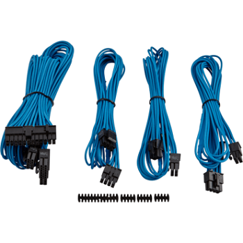 Cablu componente Corsair Professional Individually Sleeved PSU Cable Kit Starter Package, Type 4 (Generation 3), Blue