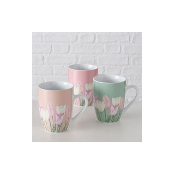 Căni 3 buc. din porțelan 330 ml cu model de Paște Tulipa - Boltze