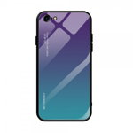 Husa Spate Upzz Gradient Glass Pentru iPhone Se 2 ( 2020 ) ,spate Sticla Rezistenta , Mov -verde